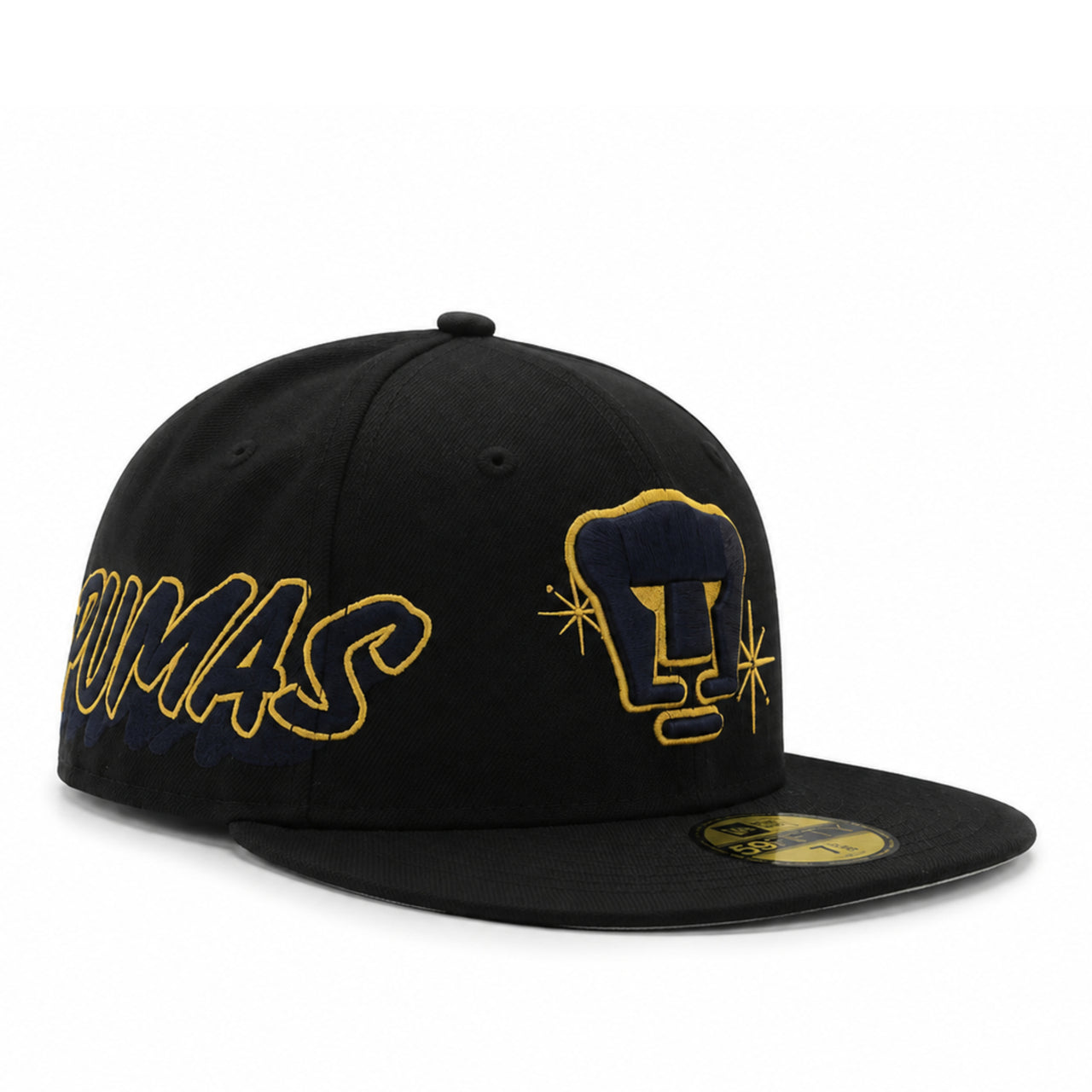 New Era Pumas UNAM Black 59FIFTY Fitted Hat front angle view
