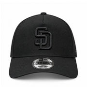New Era San Diego Padres Black on Black 9FORTY A-Frame Snapback Hat front view