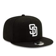 New Era San Diego Padres 9FIFTY Snapback Hat - Black White right front view