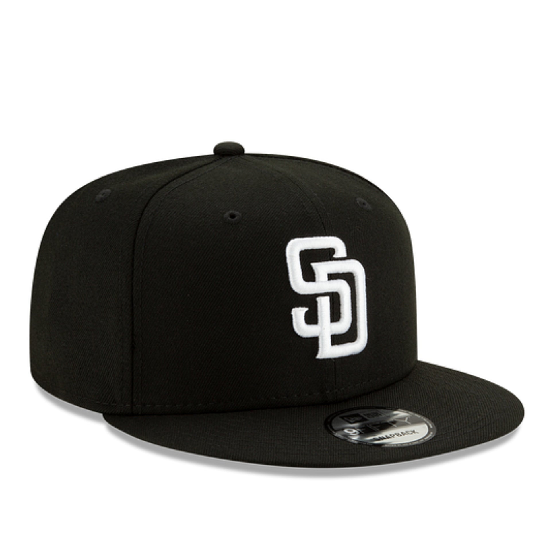 New Era San Diego Padres 9FIFTY Snapback Hat - Black White right front view