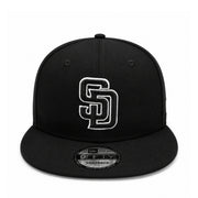 New Era San Diego Padres 9FIFTY Snapback Hat - Black White Outlined front view