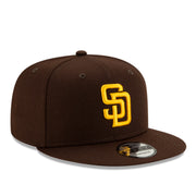 New Era San Diego Padres SD Brown Authentic Collection 9FIFTY Snapback Hat front right view