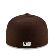 Back View of New Era San Diego Padres SD Brown Beige On-Field 59FIFTY Fitted Hat
