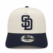 New Era San Diego Padres Chrome Navy 9FORTY A-Frame Snapback Hat front view