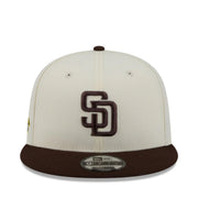 New Era San Diego Padres SD Localized 9FIFTY Snapback Hat - Chrome/Brown 2 Tone front view