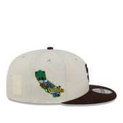 New Era San Diego Padres SD Localized 9FIFTY Snapback Hat - Chrome/Brown 2 Tone side patch view
