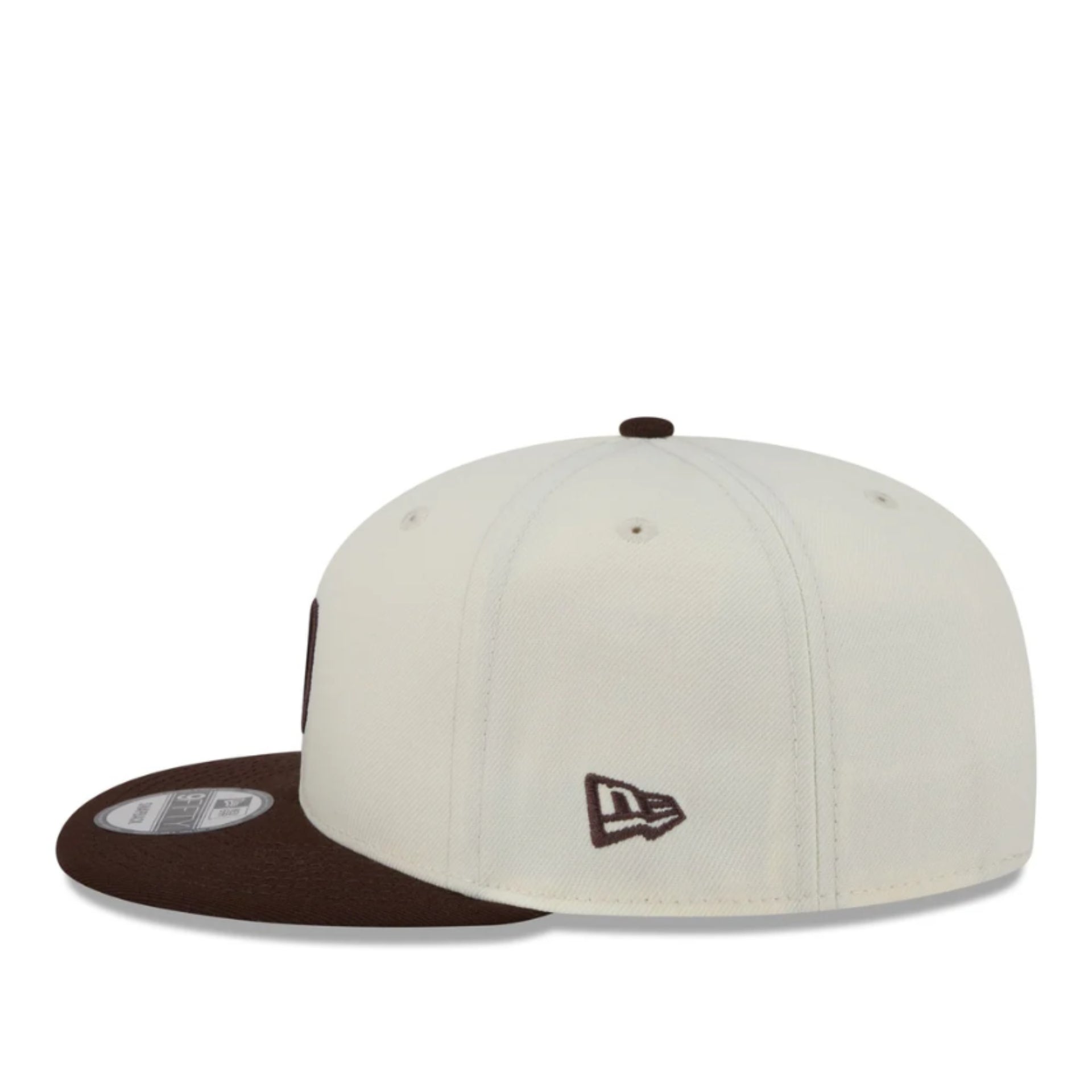 New Era San Diego Padres SD Localized 9FIFTY Snapback Hat - Chrome/Brown 2 Tone side view