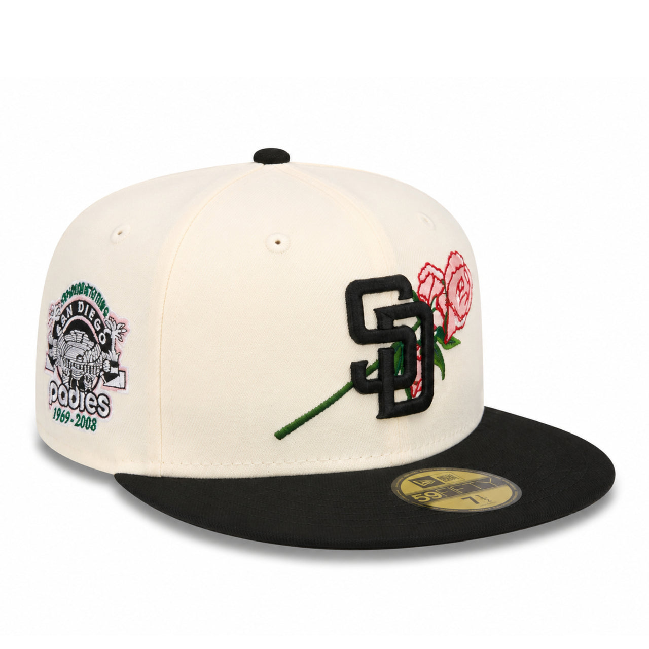 New Era San Diego Padres Rose 1969 59FIFTY Fitted Hat Chrome Black