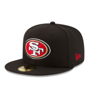 New Era San Francisco 49ers SF 59FIFTY Fitted Cap Black Red Logo front side view