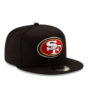New Era San Francisco 49ers Black 9Fifty Snapback Hat front right view