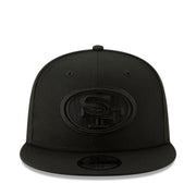 New Era San Francisco 49ers Black on Black 9FIFTY Snapback Hat front view