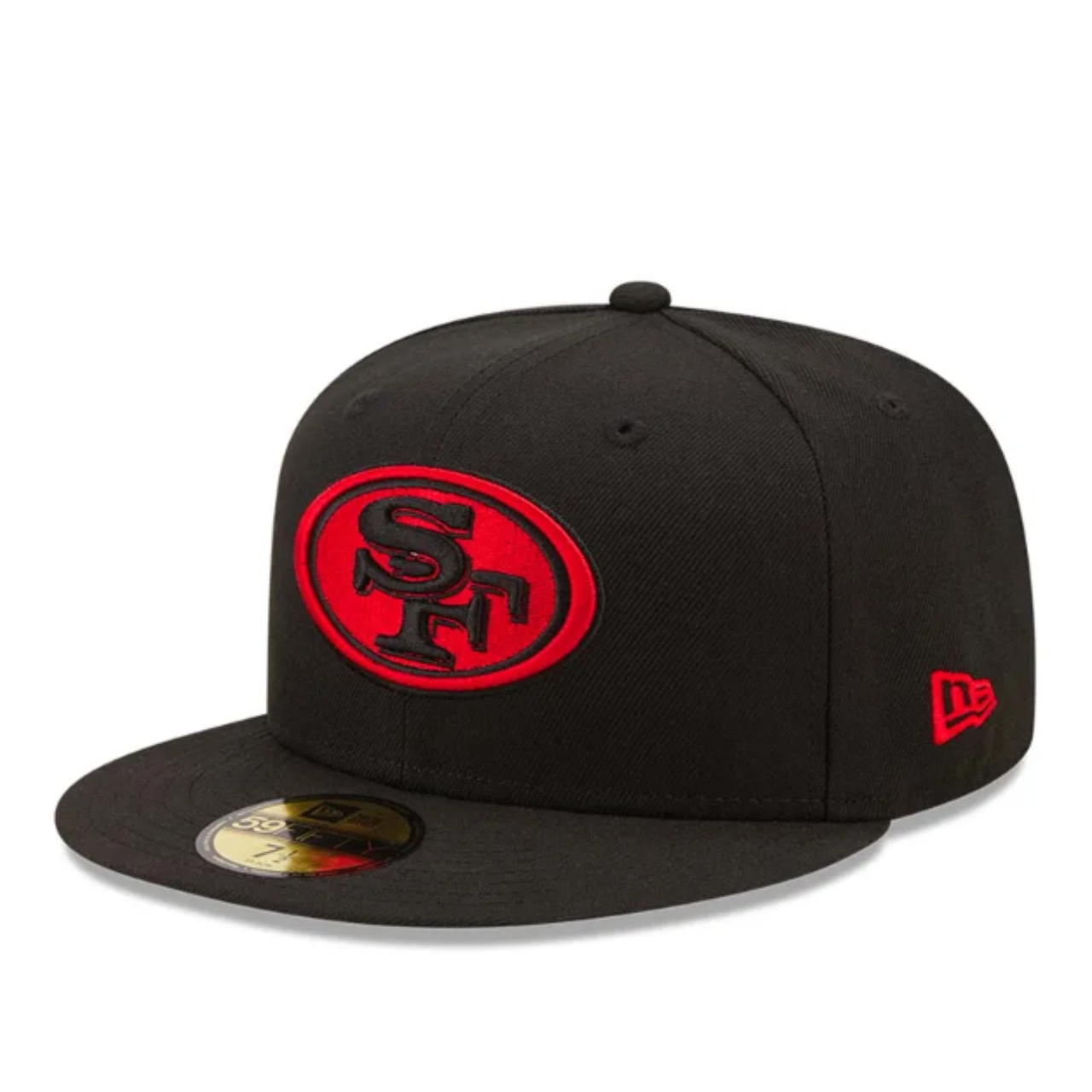 New Era San Francisco 49ers 59FIFTY Fitted Cap Black Red front angle view