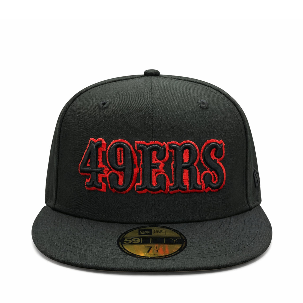 New Era San Francisco 49ers 60 Season Side Patch 59FIFTY Fitted Cap Black Red Outlined front view