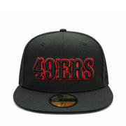 New Era San Francisco 49ers 60 Season Side Patch 59FIFTY Fitted Cap Black Red Outlined front view