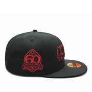 New Era San Francisco 49ers 60 Season Side Patch 59FIFTY Fitted Cap Black Red Outlined side view