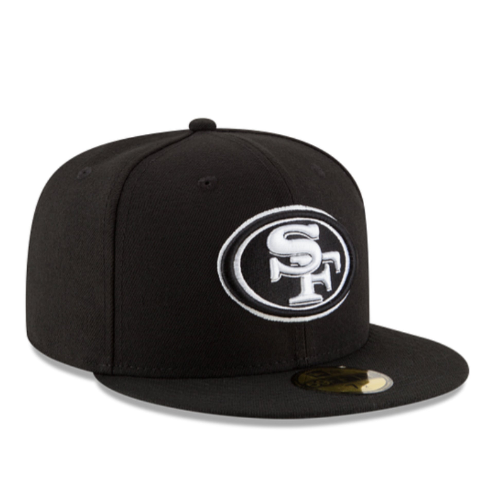 New Era San Francisco 49ers SF 59FIFTY Fitted Cap Black White front right view