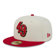 New Era San Francisco 49ers Deceptor Chrome/Red 59FIFTY Fitted Hat front left angled view