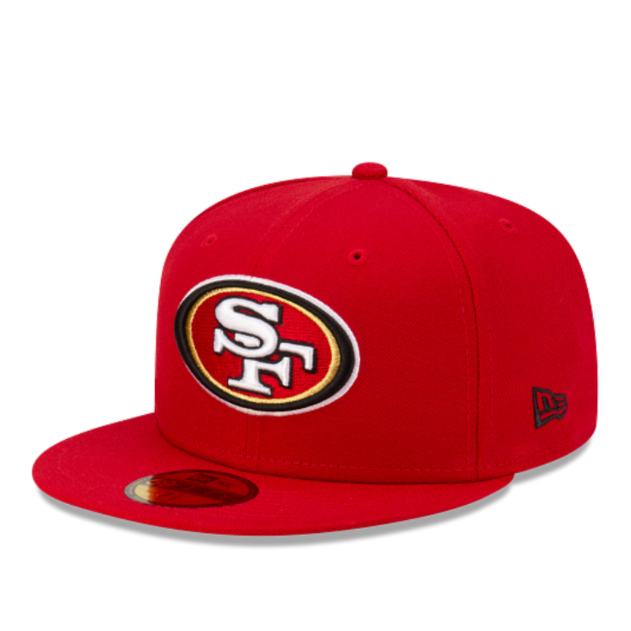 New Era San Francisco 49ers Red 59FIFTY Fitted Hat front left angle view