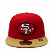 New Era San Francisco 49ers Red Gold 9FIFTY Snapback Hat front view