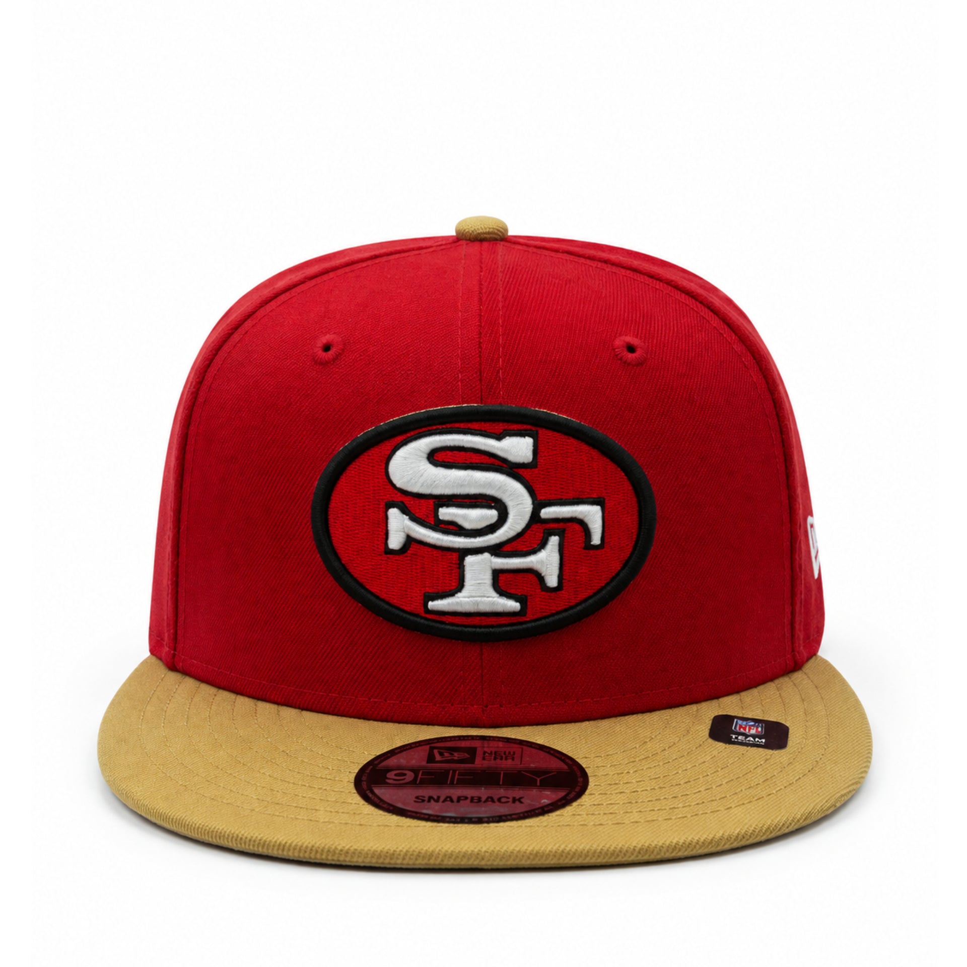New Era San Francisco 49ers Red Gold 9FIFTY Snapback Hat front view