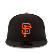 Front View of New Era YOUTH San Francisco Giants SF Black 59FIFTY Fitted Hat
