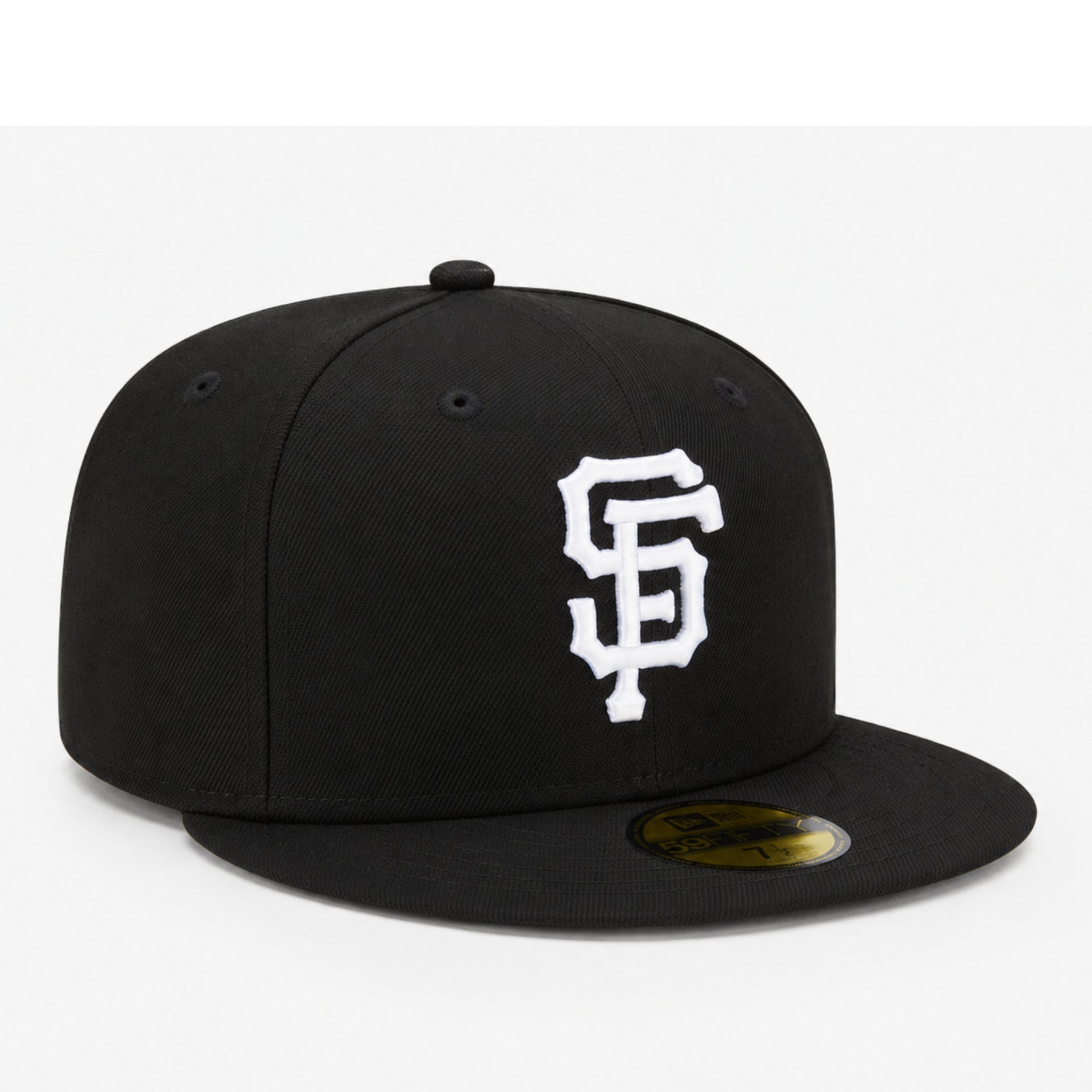 New Era San Francisco Giants Black White 59FIFTY Fitted Hat front right view