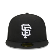 New Era San Francisco Giants Black White 59FIFTY Fitted Hat front view