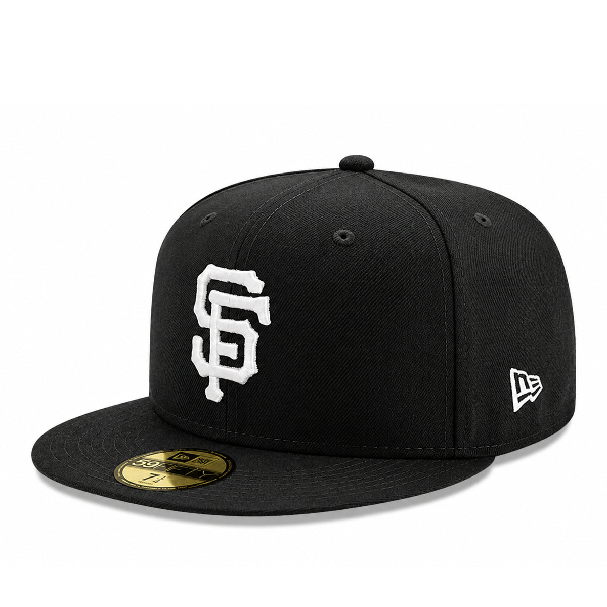 New Era San Francisco Giants Black White 59FIFTY Fitted Hat front angle view
