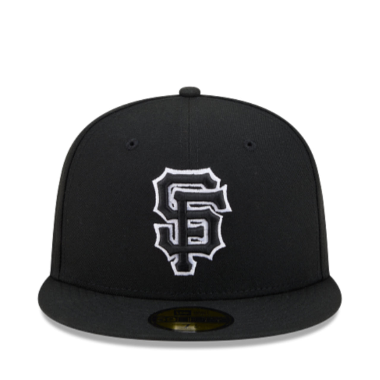 New Era San Francisco Giants Black White Outlined 59FIFTY Fitted Hat front view