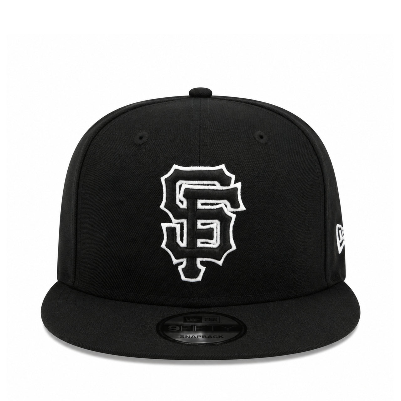 New Era San Francisco Giants Black White Outlined 9FIFTY Snapback Hat front view