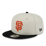 New Era San Francisco Giants SF Localized 9FIFTY Snapback Hat - Chrome/Black 2 Tone front left view
