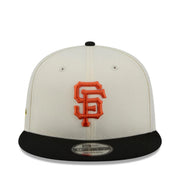 New Era San Francisco Giants SF Localized 9FIFTY Snapback Hat - Chrome/Black 2 Tone front view