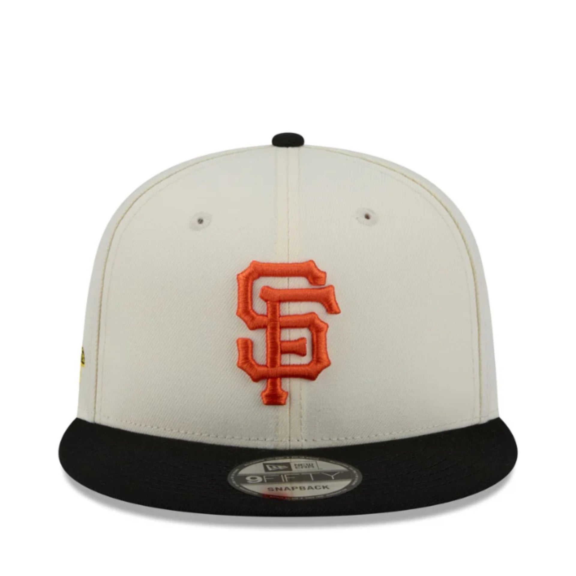 New Era San Francisco Giants SF Localized 9FIFTY Snapback Hat - Chrome/Black 2 Tone front view