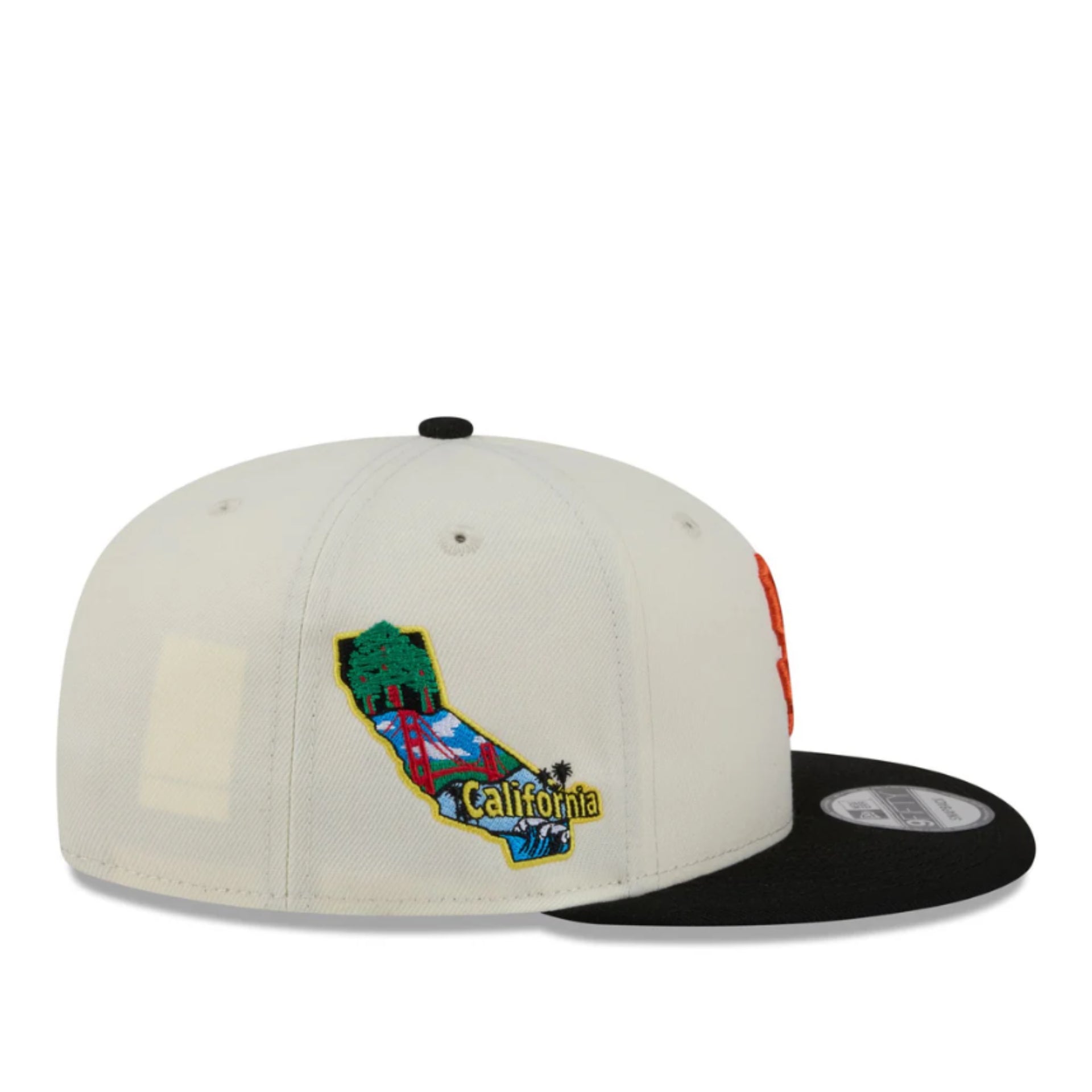 New Era San Francisco Giants SF Localized 9FIFTY Snapback Hat - Chrome/Black 2 Tone side patch view