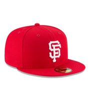 New Era San Francisco Giants Red White 59FIFTY Fitted Hat front right view