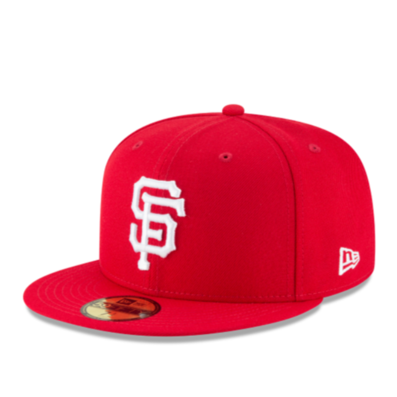 New Era San Francisco Giants Red White 59FIFTY Fitted Hat front angle view