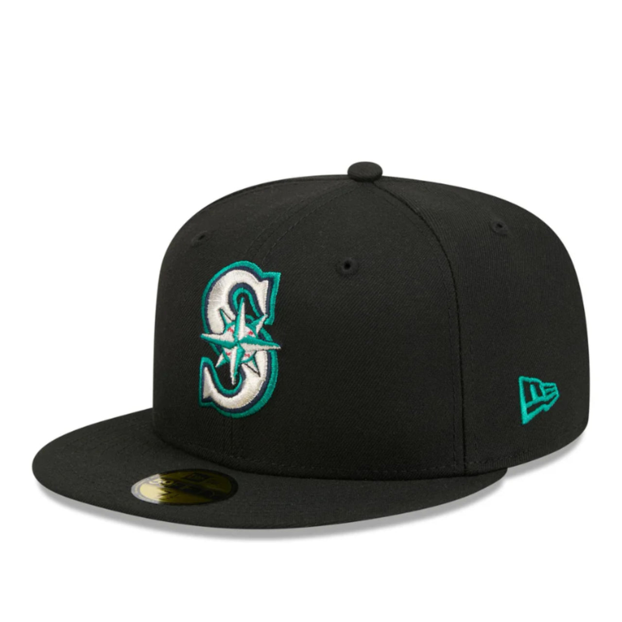 New Era Seattle Mariners Black 59FIFTY Fitted Hat front left view