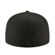 Back View of New Era Seattle Mariners Black on Black 59FIFTY Fitted Cap