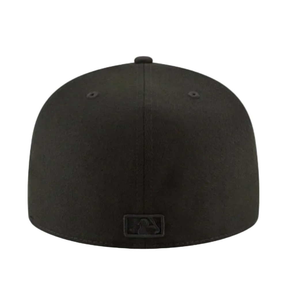 Back View of New Era Seattle Mariners Black on Black 59FIFTY Fitted Cap