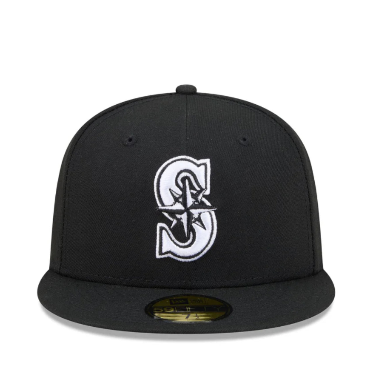 New Era Seattle Mariners Black White 59FIFTY Fitted Hat front view