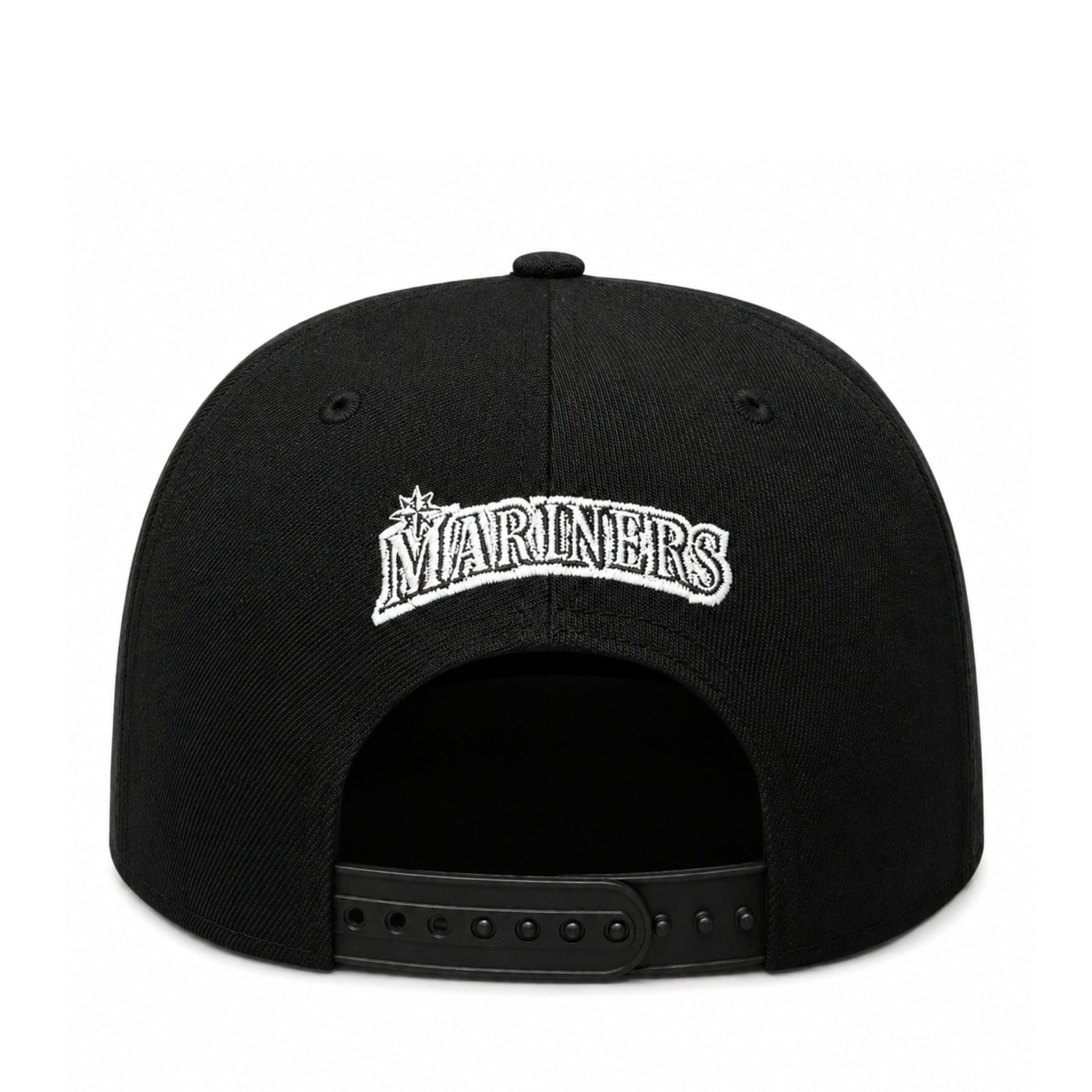 New Era Seattle Mariner Black White 9FIFTY Snapback Hat back view