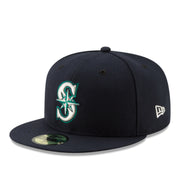 New Era Seattle Mariners Navy Authentic Collection 59FIFTY Fitted Hat front left view