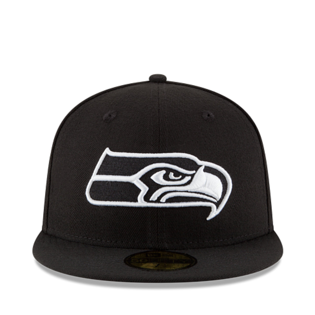New Era Seattle Seahawks Black White 59FIFTY Fitted Hat front view