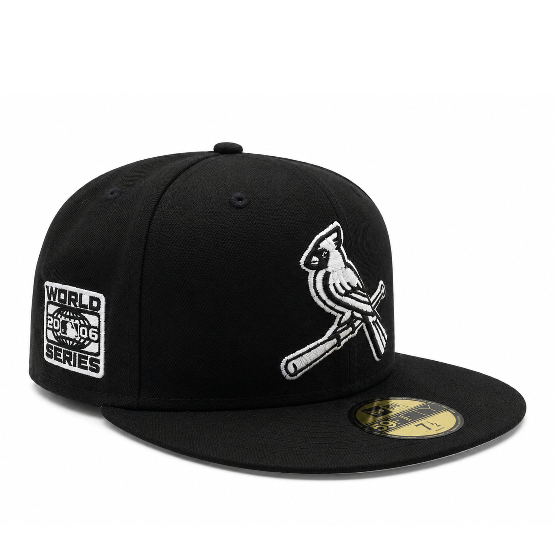 New Era St. Louis Cardinals 2006 World Series Black 59FIFTY Fitted Hat front angle view