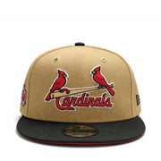 front of New Era St. Louis Cardinals 2011 World Series 9FIFTY Snapback – Khaki Black Cooperstown Hat
