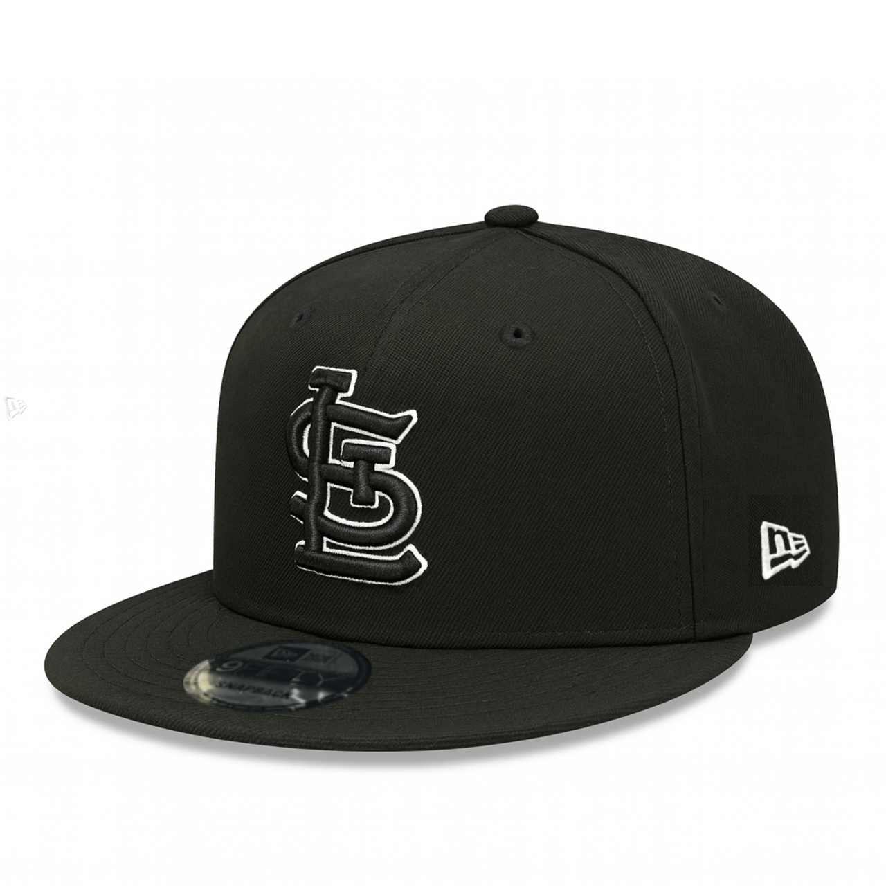 New Era St. Louis Cardinals Black White Outline 9FIFTY Snapback front angle view