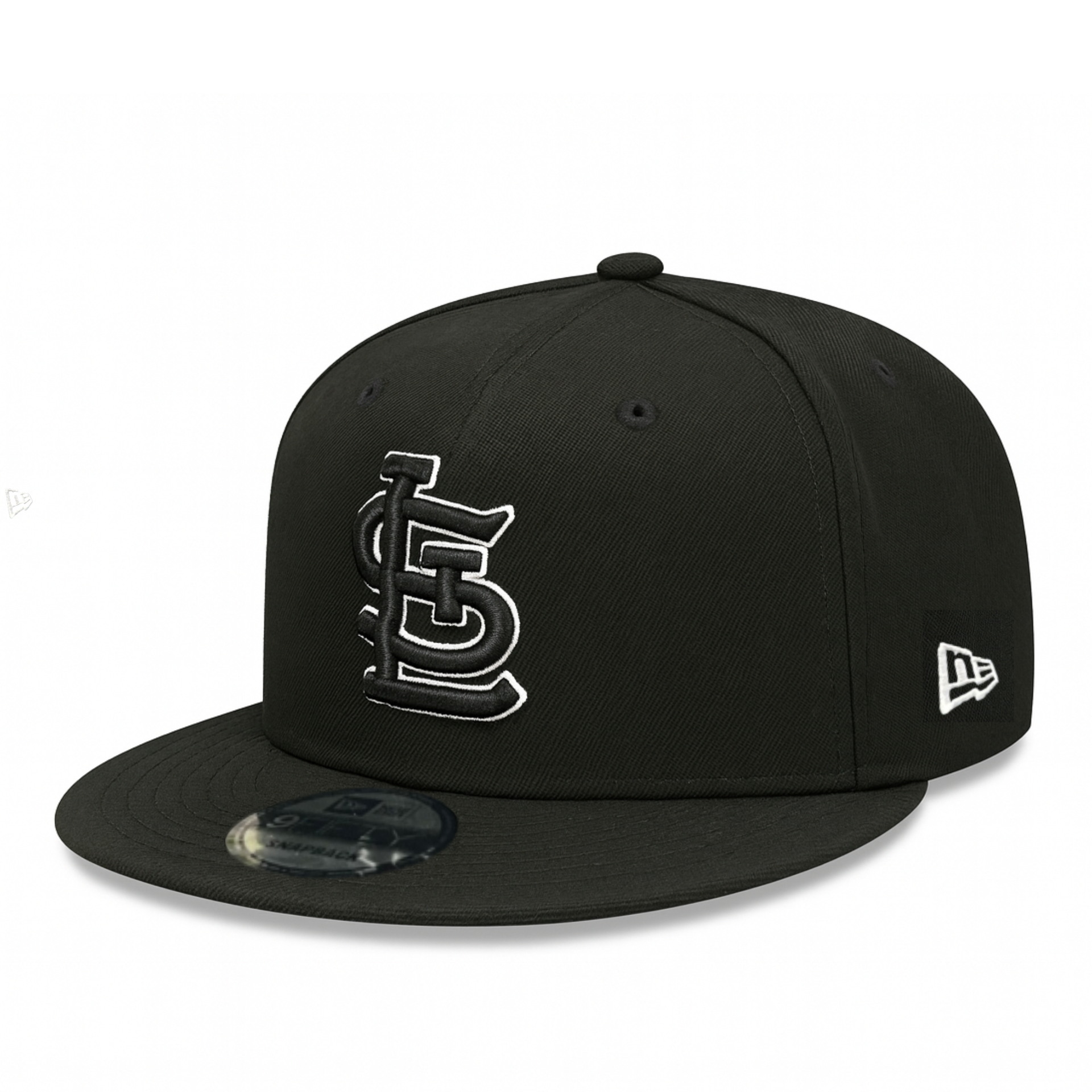 New Era St. Louis Cardinals Black White Outline 9FIFTY Snapback front angle view