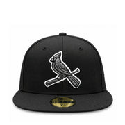 New Era St. Louis Cardinals Cooperstown Black Charcoal 59FIFTY Fitted Hat front view