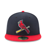 New Era St. Louis Cardinals Bird Cooperstown Navy Red 59FIFTY Fitted Hat front view