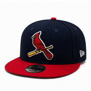 New Era St. Louis Cardinals Navy/Red 9FIFTY Snapback Hat front angle view